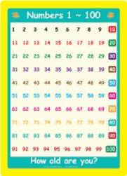 Numbers 1~100 Wall Poster